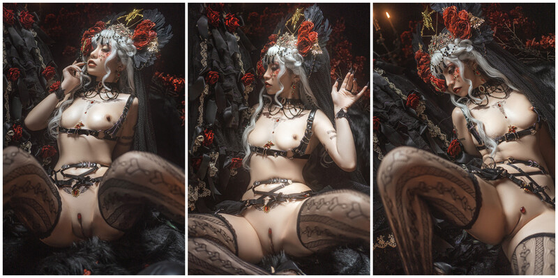 高端ACG业界女神爆机少女 喵小吉 暗黑系Cos《鸦》敏感乳头变硬耸立 饱满少女阴户诱人至极 (3)