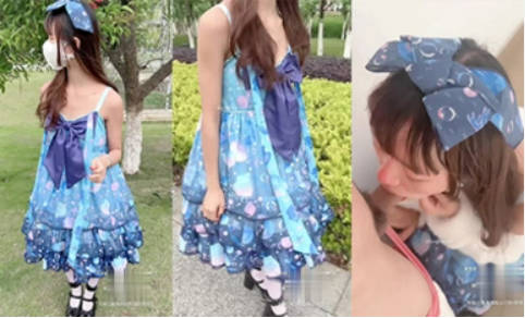 推特网红百变COSER叛逆情侣【洛丽塔】千元露脸土豪任务定制~公园露出楼道啪啪内射3