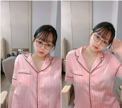 清純系眼鏡乖乖女低調回歸,肥美大屁股依舊難頂,雙腿中壹條深邃小縫令人神往